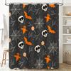 Halloween-themed shower curtain with witch hat patterns, spiders webs, candy corn designs waterproof fabric for bathroom decor s