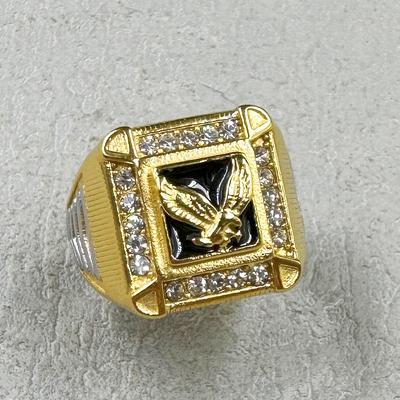 Hip Hop Men's Electroplating Flying Eagle 316L Stainless Steel with Rhinestone Punk Ring Fashion Cool Rock Party