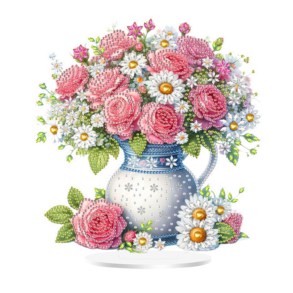 Acrylic Special Shaped Flowers Diamond Painting Tabletop Ornaments Kit Diamond Painting Desktop Decorations for Table Decoration