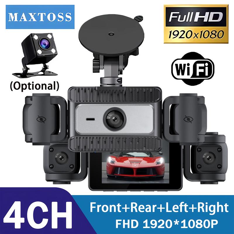 4 Channel Wifi Car DVR UHD 1080P 4-Lens Inside Vehicle Dash Cam 360° All Sides Car Camera Black Box Video Driving Registrator