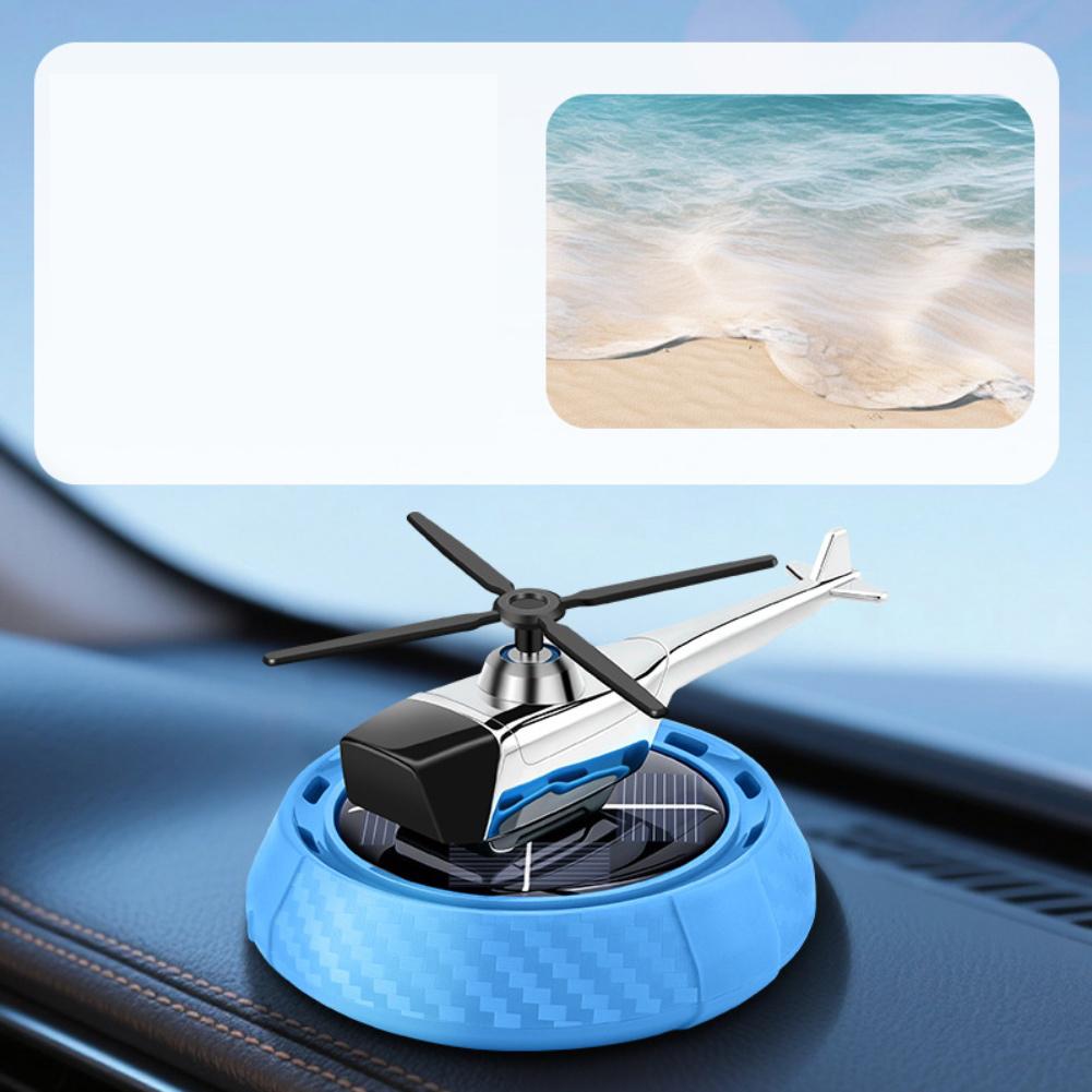 Automotive Solar Powered Rotating Diffuser with Helicopter Design for Aroma Diffusion and Neutralization in Car Interiors