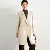 Women's Mid-Length Black Double-Faced Cashmere Wool Coat - 2025 Autumn/Winter Collection
