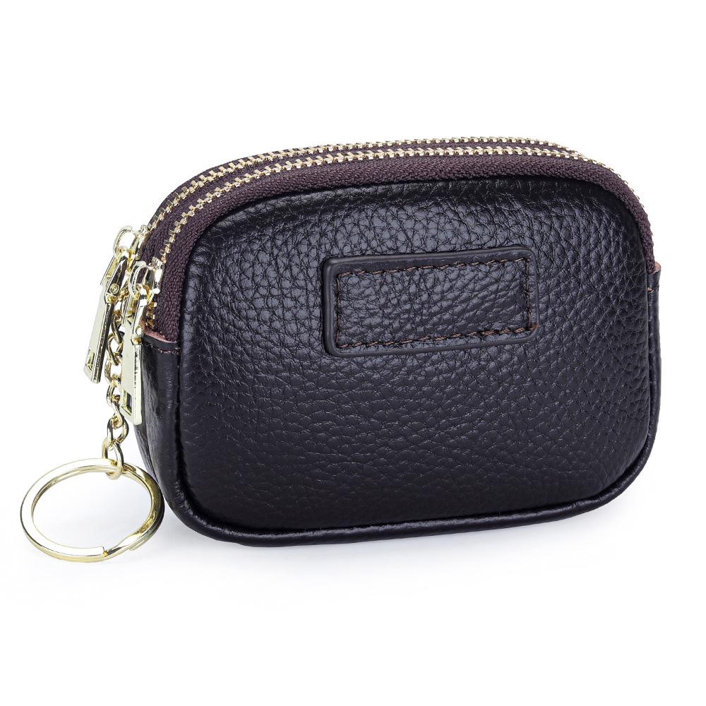 

Genuine Leather Double-Zipper Coin & Keychain Pouch