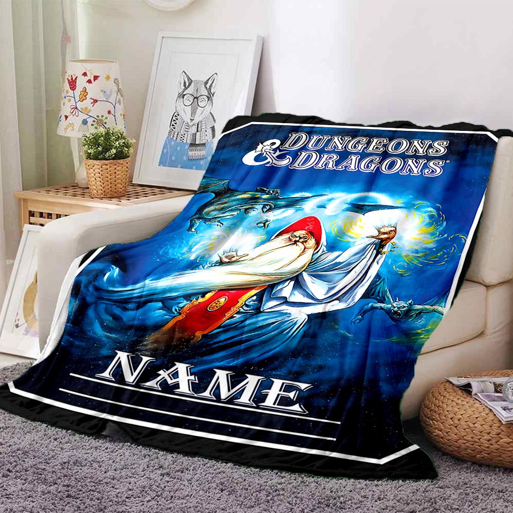 Customiz Name Personality Dungeons & Dragons (4) Blanket Soft &Warm Sofa Office Bed Travel Lunch Break Blanket, Gift Suitable for All Seasons