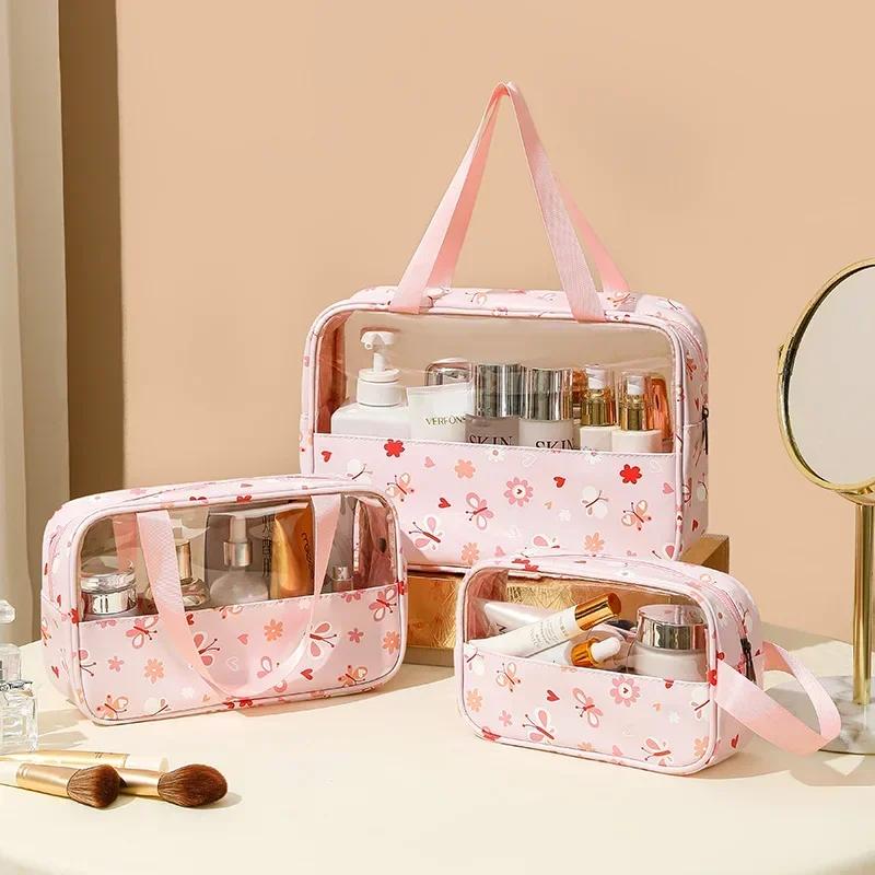 Women's Makeup Bag Waterproof Transparent Pouch Large Capacity Bath Bag Travel Essential Cosmetics Organizer Toilet Storage Bag