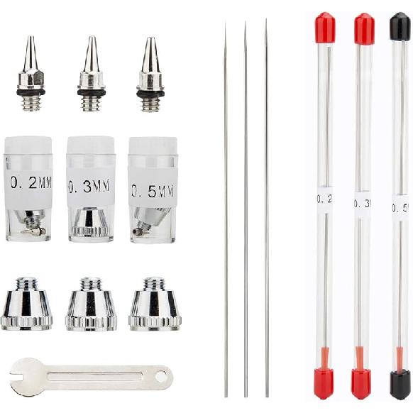 Uouteo Airbrush Needles Nozzle 0.2mm, 0.3mm,0.4mm, 0.5mm Airbrush Gun Nozzle Needle Tip Replacement Parts for Airbrush Gun