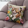 Süße florale Kätzchen dekorative Überwurf-Kissenbezüge Muster Kissenbezug Geeignet für Sofa Schlafzimmer Auto Kissenbezug