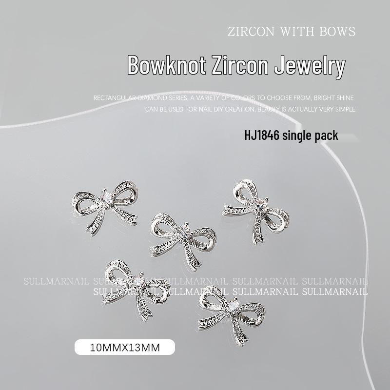 

Серебряный цирконовый галстук-бабочка, подвеска для ногтей - 1 шт.