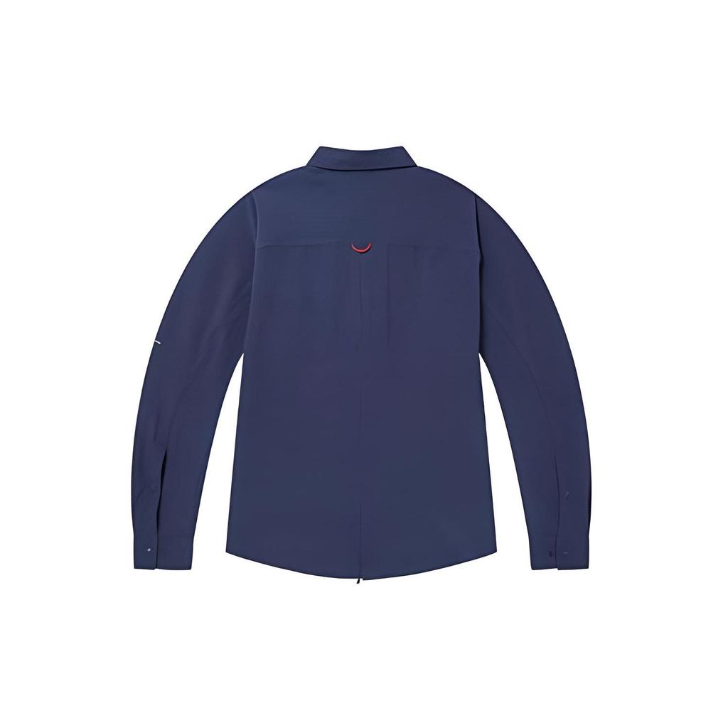 Columbia Solid Logo Embroidered Single-Breasted Outdoor Cool Minimalist Fashion Polo Casual Long Sleeve Shirt Women shirts Navy AR0280-466