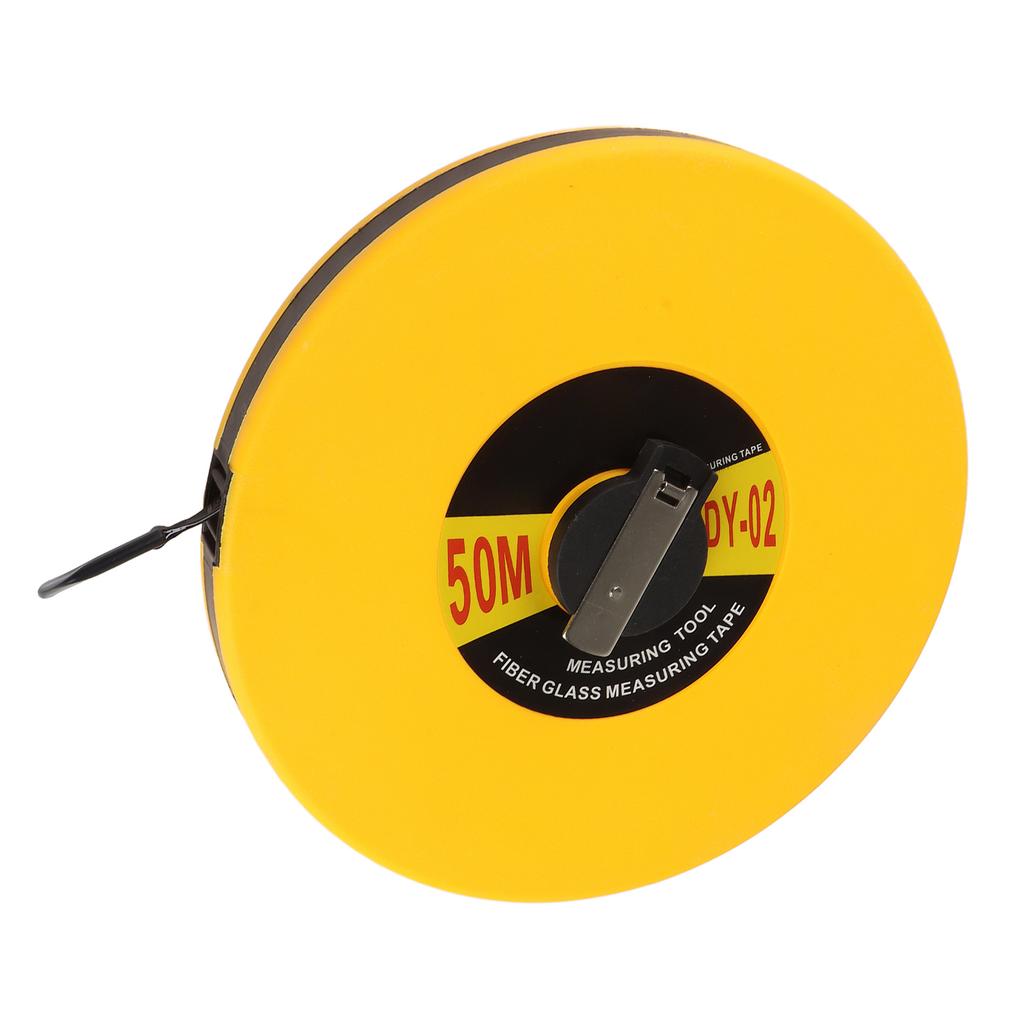 Fiberglass Measuring Tape, 50m Celsius 164ft  , PVC Coated, Folding Metal Hook, ABS Plastic Case, Waterproof, Wear Resistant, Easy To Use for Road,