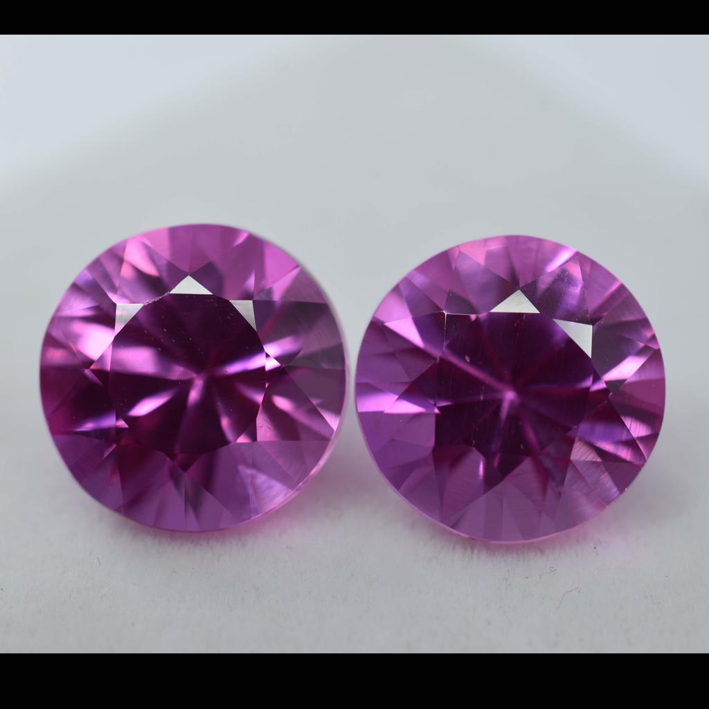 19.13 Ct Natural Pink Sapphire Round Cut CERTIFIED Pair Loose Gemstone Ceylon am-0061