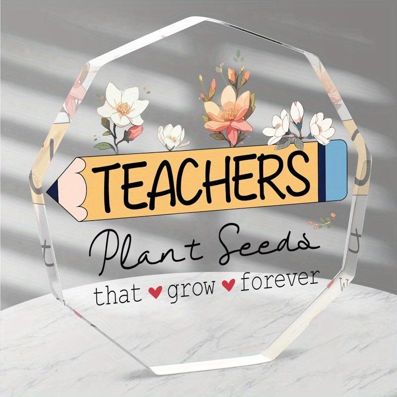 

Nonagon Teacher Plaque - Elegant Appreciation Gift for Educators Spaces чистый