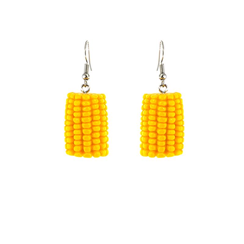 Unique Green Vegetable Resin Earrings - Personalized Corn and Broccoli Design