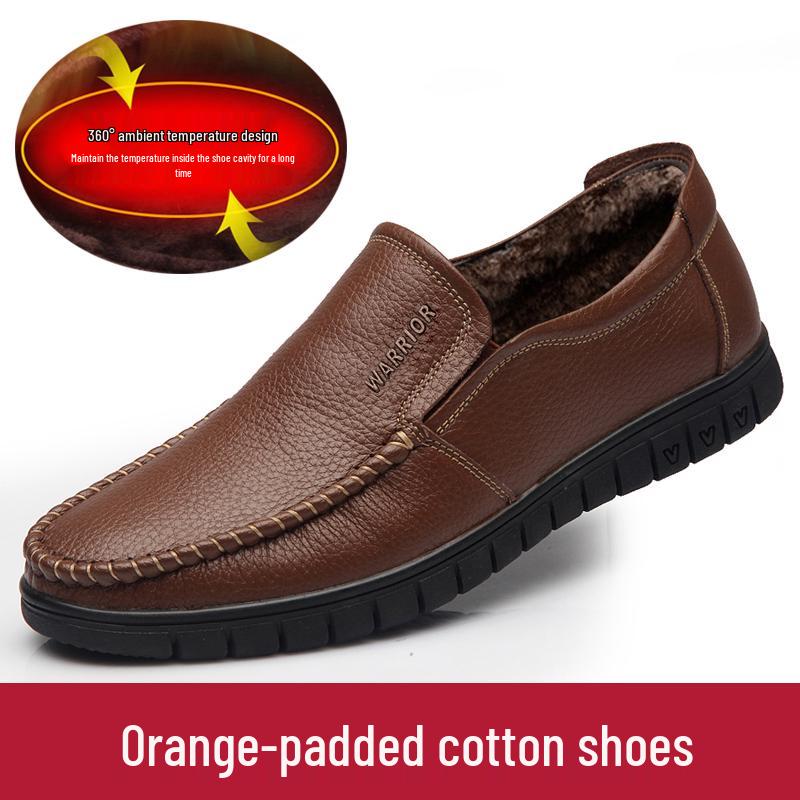

Huili Men s Genuine Leather Round Toe Casual Shoes for Middle-aged & Elderly - Breathable, Non-slip Soft Sole, Spring & Autumn. 43