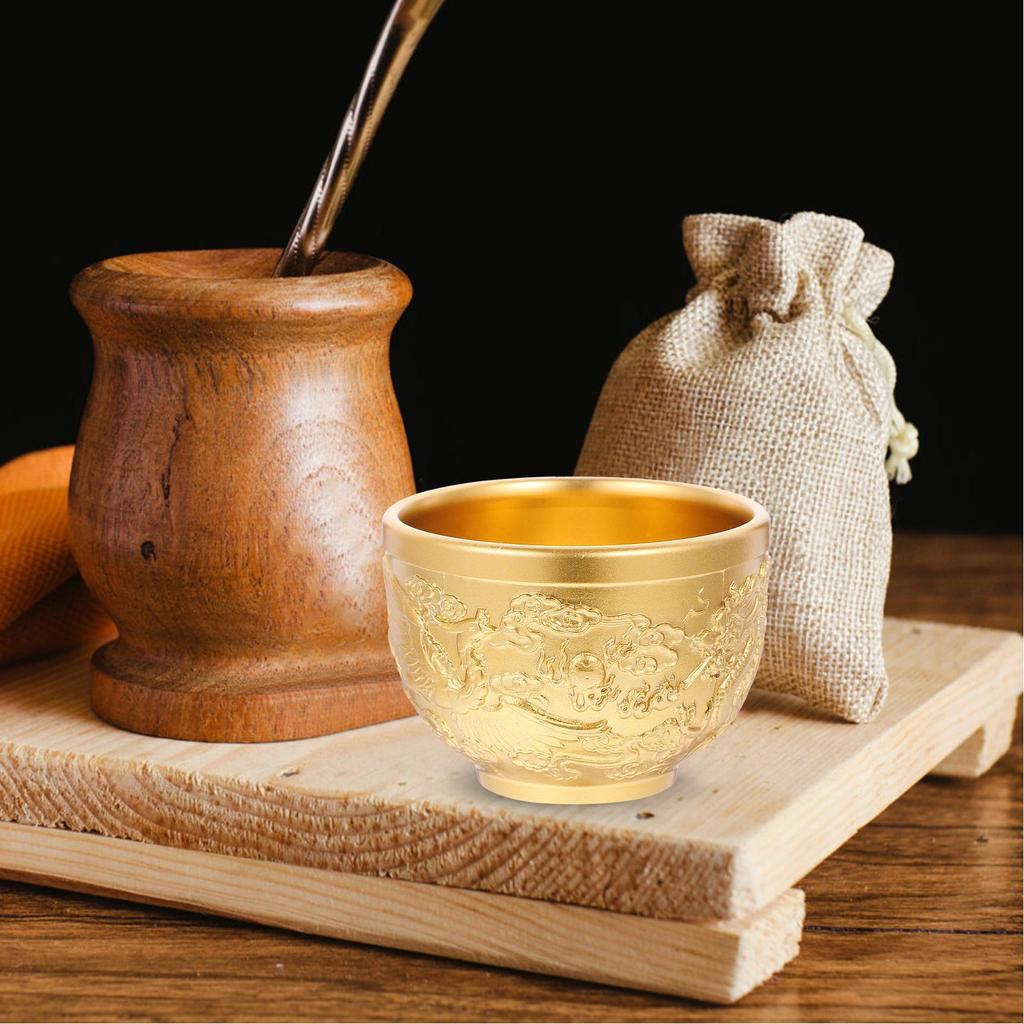 2PCS Dragon Phoenix Bronze Teacup Vintage Copper Cup Elegant Design Reusable Practical Beautiful Creative Tea Cup