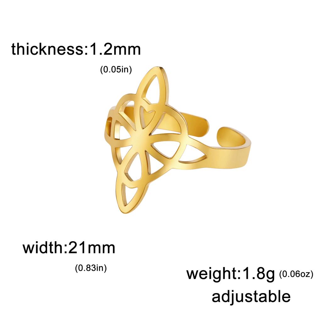 Witch Knot Ring for Women Stainless Steel Adjustable Open Finger Rings New Witchcraft Amulet Jewelry Birthday Gift