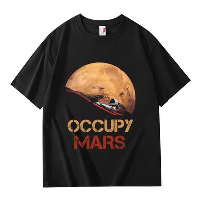 2024 Letnia Koszulka z Napisem 'Occupy Mars Elon Musk' odzież uliczna koszulki z grafiką gładka odzież w dużych rozmiarach męskie koszulki koszulka z grafiką