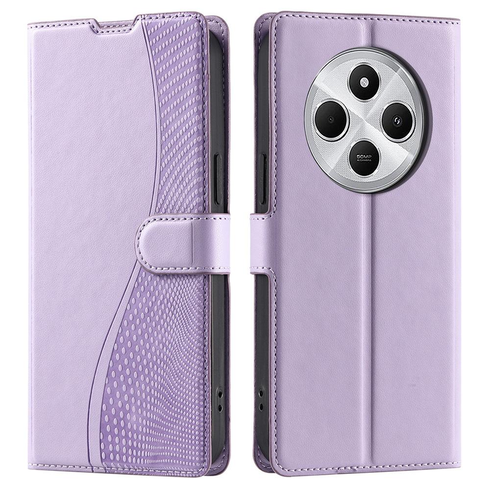 

Leather Case for Xiaomi Poco C75 4G/Redmi 14R 5G/14C 4G Dots Imprinted Phone Cover with Card Slot,Strap Purple