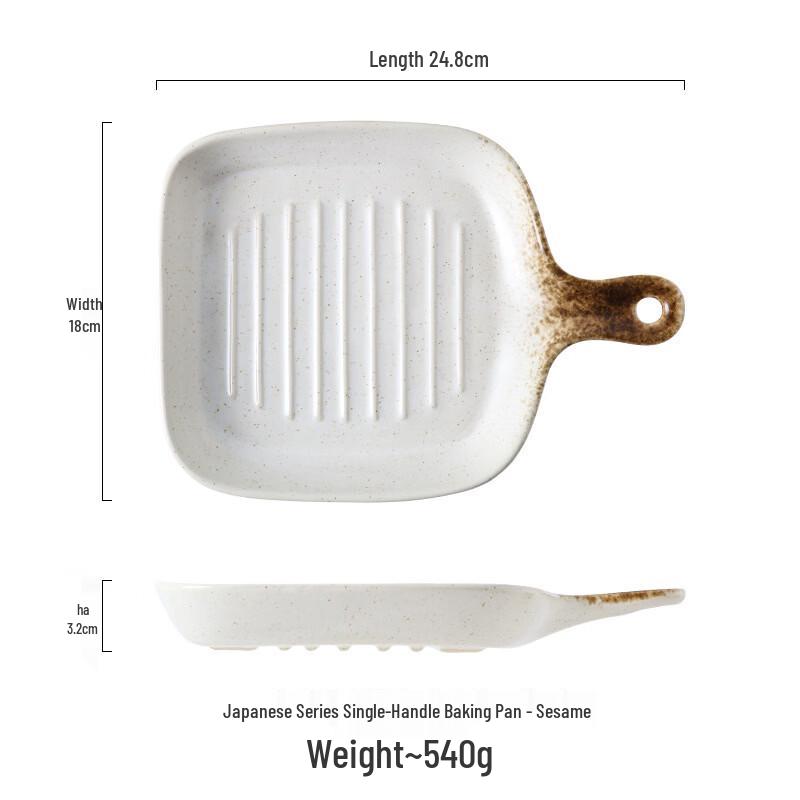 Керамическая тарелка ZISIZ в японском стиле с ручкой