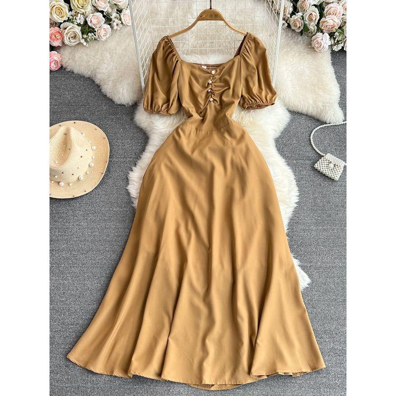 Wine Red French Bubble Dress Engagement Dress