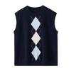 Retro British Diamond Pattern Sleeveless Cashmere Vest 