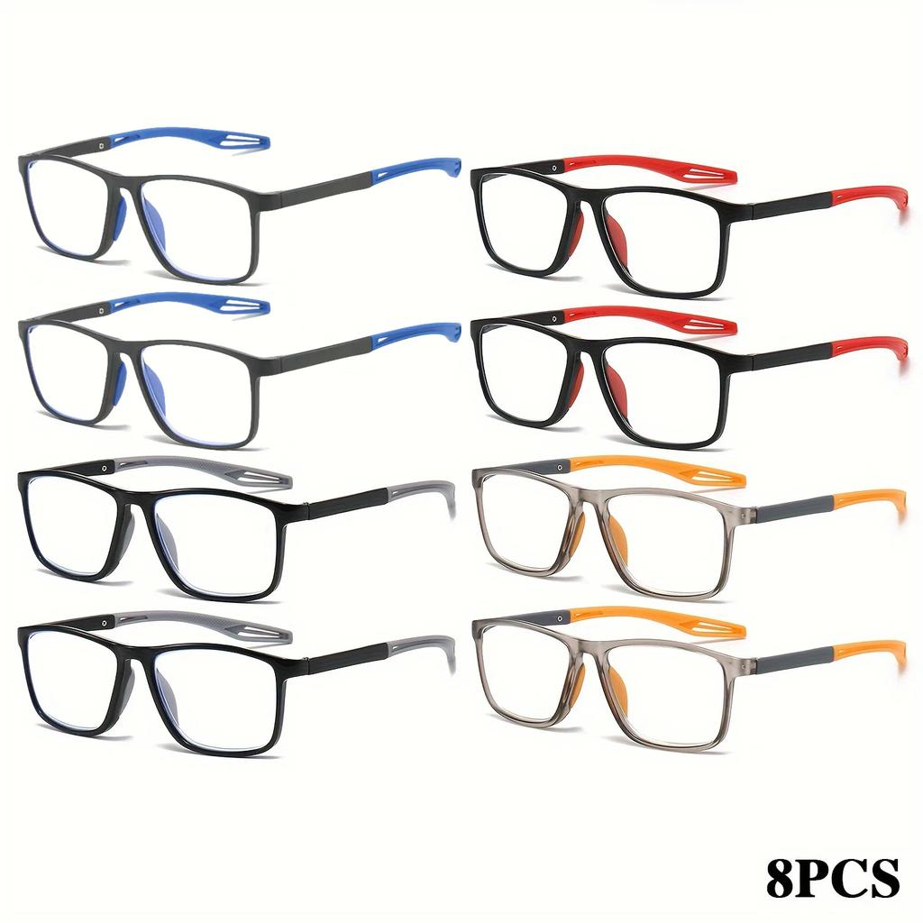 8pcs Sports Presbyopia Glasses Anti Slip Mirror Leg Design Universal Reading Glasses Suitable for Middle-aged Men and Women