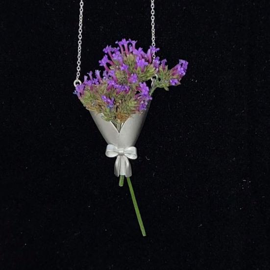 Choker Necklace Miniature Vase Pendant Necklace Minimalist Art Flower Arrangement Necklace Dried Flower Jewelry
