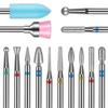 14pcs 3/32'' Nail Diamond Carbide Cuticle Remover Drill Bits for Nails for Acrylic Gel Nails Cuticle Manicure Drill Kit With Box