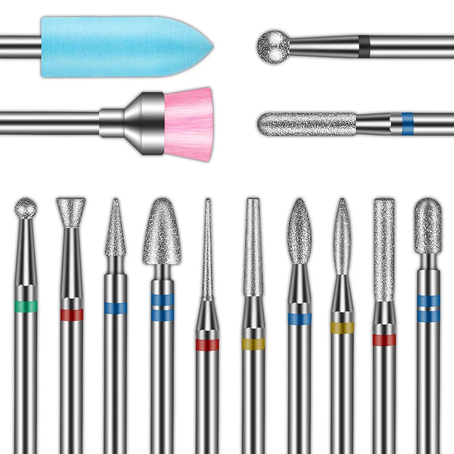 

14 шт. 3/32 Алмазные твердосплавные фрезы для удаления кутикулы для ногтей для акриловых гелевых ногтей Набор для маникюра кутикулы с коробкой GERMANY