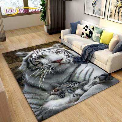 3D Beast Tigris, Kardfog, Rajzfilm állati terület szőnyeg, Szőnyeg szőnyeg nappali hálószoba kanapé lábtörlő dekorációhoz, csúszásmentes padlószőnyeg