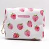PU Waterproof Cosmetic Bag Creative Pink Strawberry Series Large Capacity Portable Toiletry Bag Travel Storage Bag Makeup Pouch