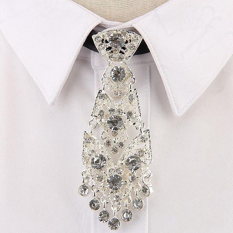 Crystal Neckties Trendy General Korean Wine Party Wedding Ceremony Metal Short Luxury Tie Fashion Personality Men Accessories