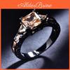 Pc Color 1 Black Golden Princess Cut Champagne Stone Cz Claw Rings Wedding Band Jewelry Valentines Day Gifts