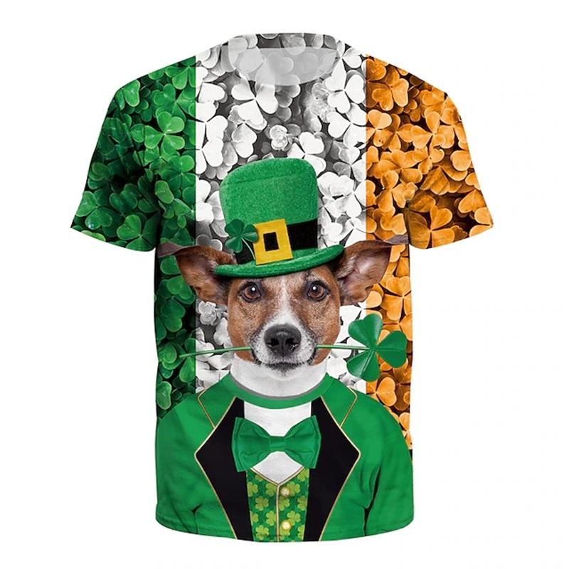 Men's St. Patrick Shamrock Tuxedo T Shirt 3D Print Short Sleeve Crew Neck Tshirts Tops New In Casual Party Holiday Funny Tshirt