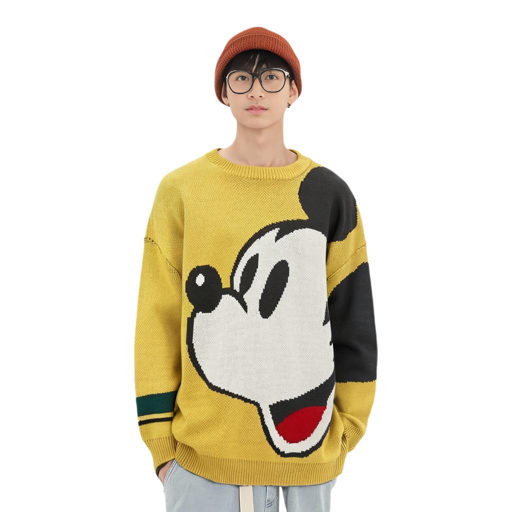 Li Ning X Disney Mickey Loose Fit Crew Neck Sweater Men sweater Yellow AMBP005-2