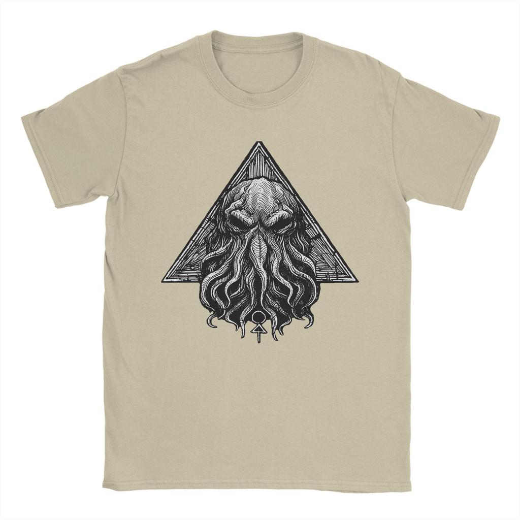 Humor Cthulhu Horror of R'Lyeh T-Shirts for Men O Neck Cotton T Shirt  Short Sleeve Tees Graphic Printed Clothing