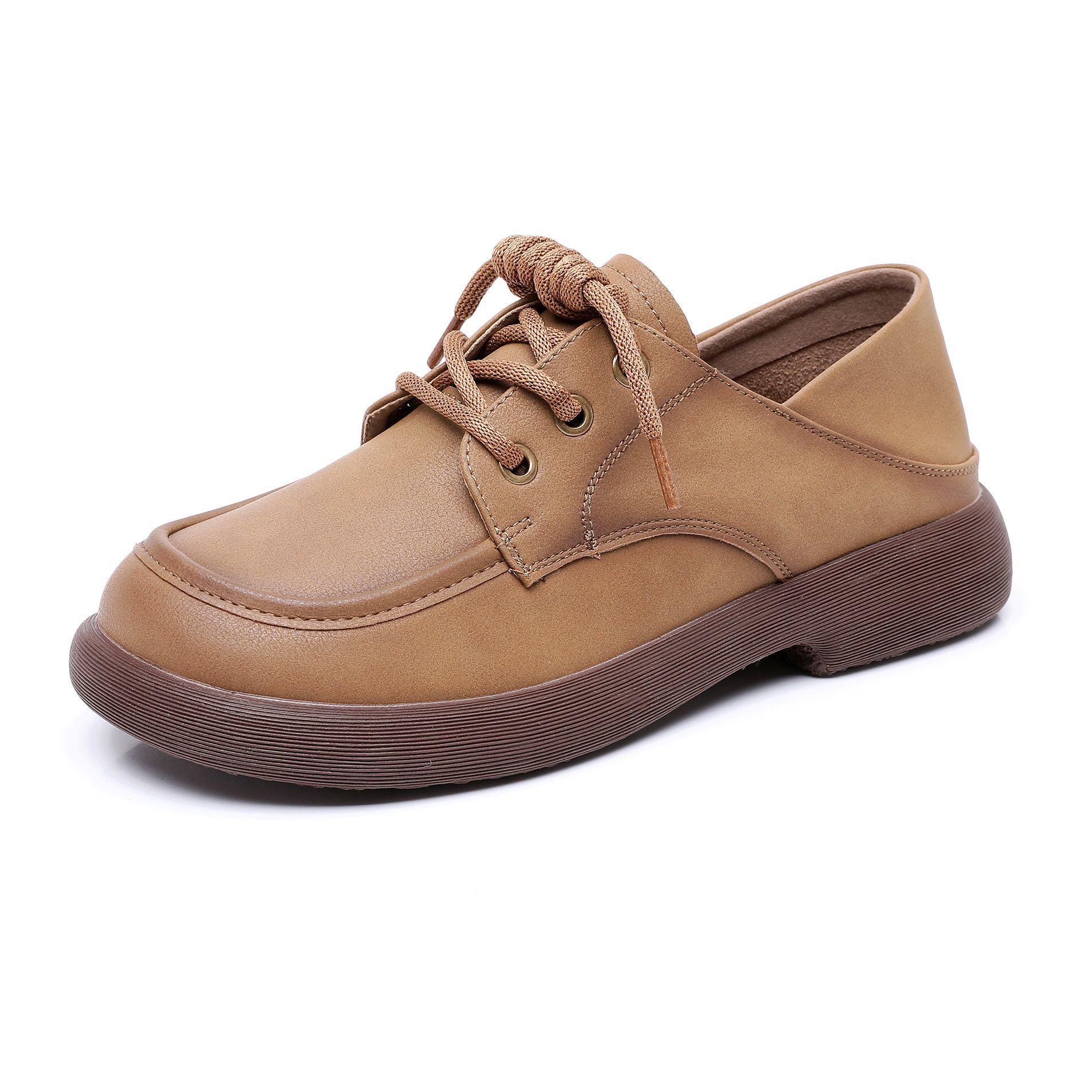 

Женские лоферы в британском стиле: Шнуровка, Толстая подошва, Круглый носок, Идеально для весны и осени 2025. 40