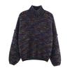 Autumn Winter Floral Yarn Chunky Knit High Neck Sweater - Women's Loose Fit