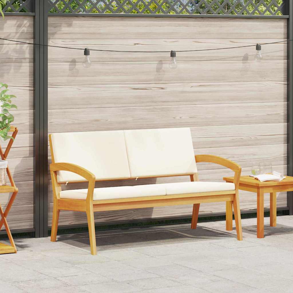 Garden Bench with Cushions Oil Natural Solid Acacia Wood