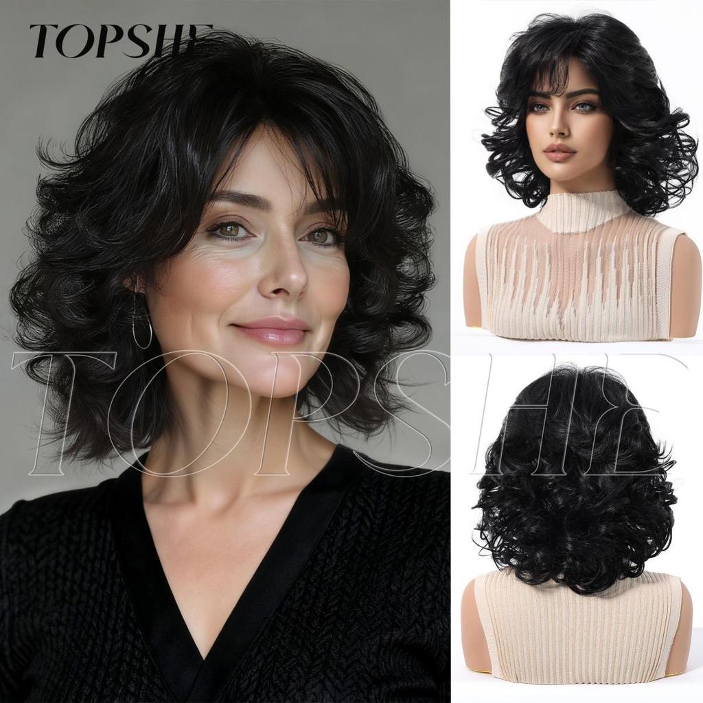 Elegant Silver-White Short Curly Wig for Women - Realistic Bobo Style for Middle-Aged and Elderly Ladies