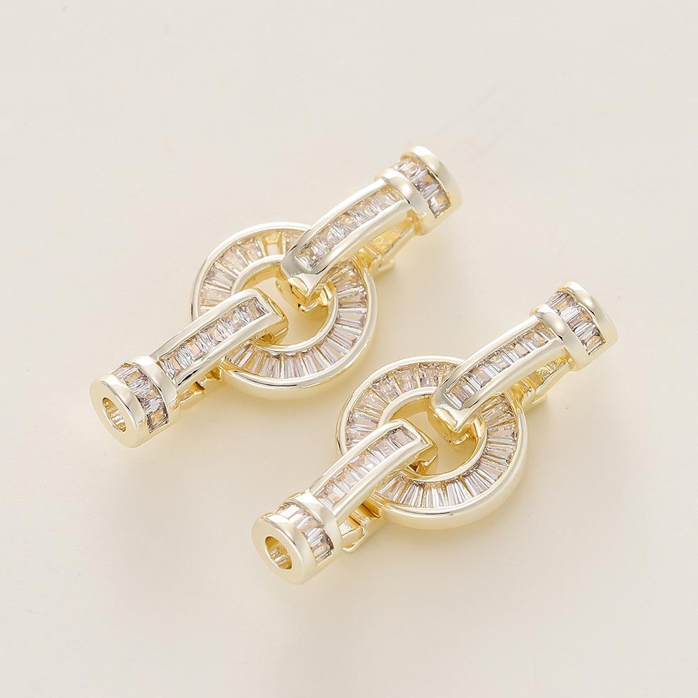 1/2Pcs/Pack 14/18K Gold Plated Inlaid Zircon Connector End Caps Fastener Clasps for DIY Jewelry Bracelet Making Accessories