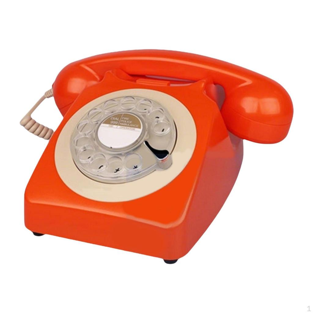 Vintage Styles Rotary Phone with Metal Bell Old Corded Desk Telephone