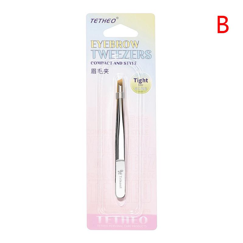 

Многофункциональный пинцет из нержавеющей стали с плоским/скошенным кончиком, пинцет для бровей, инструмент для удаления волос на лице, пинцет для накладных ресниц B