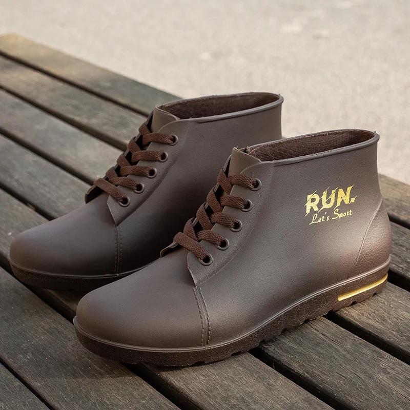 Men Rain Boots Waterproof Shoes Fishing Husband  Man Work Garden Rubber Boot Oil-proof Non-slip Kitchen Shoes Footwear2024