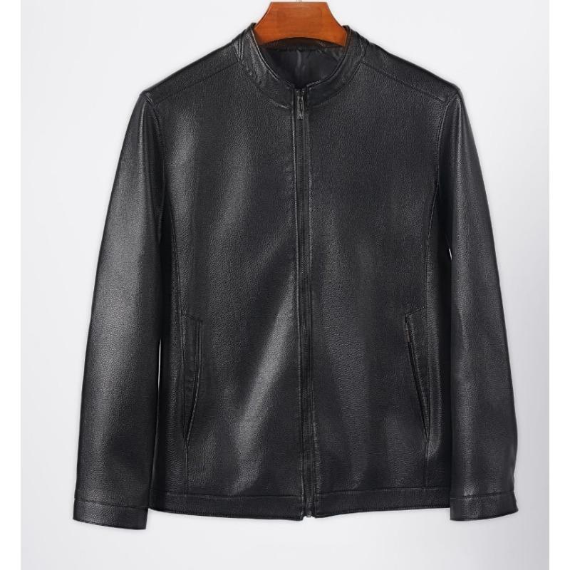 

Новая куртка из искусственной кожи для мужчин, весна и осень, модная высококачественная мотоциклетная кожаная куртка с воротником-стойкой 3XL чёрный