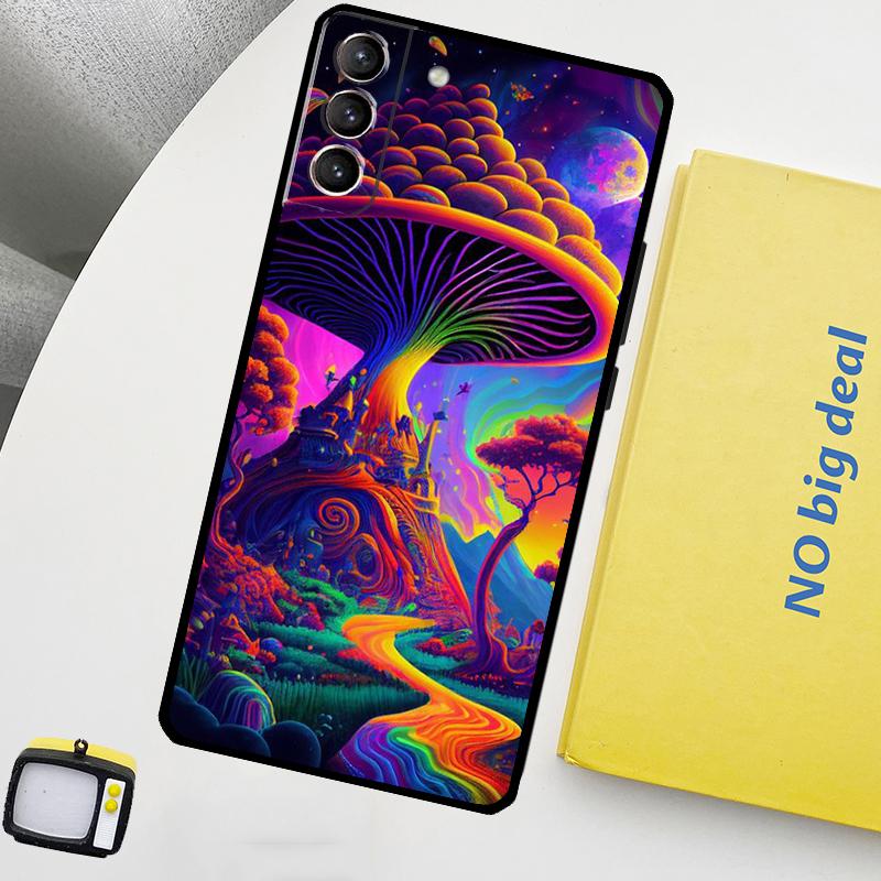 Weird Trippy Mushroom Phone Case For Samsung Galaxy S24 Ultra S20 S21 S22 S23 Plus S9 S10 S24 FE S25 Ultra Cover