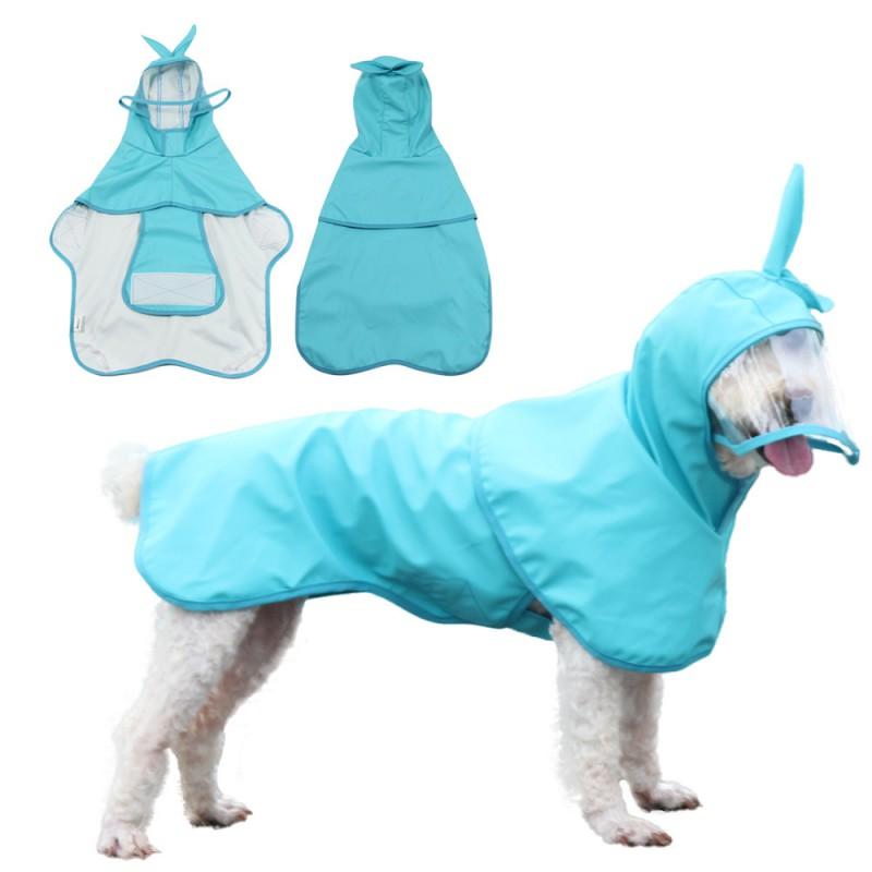 Pet Raincoat Small Dogs PU Waterproof Hooded Cape With Clear Visor Ins Style All Season