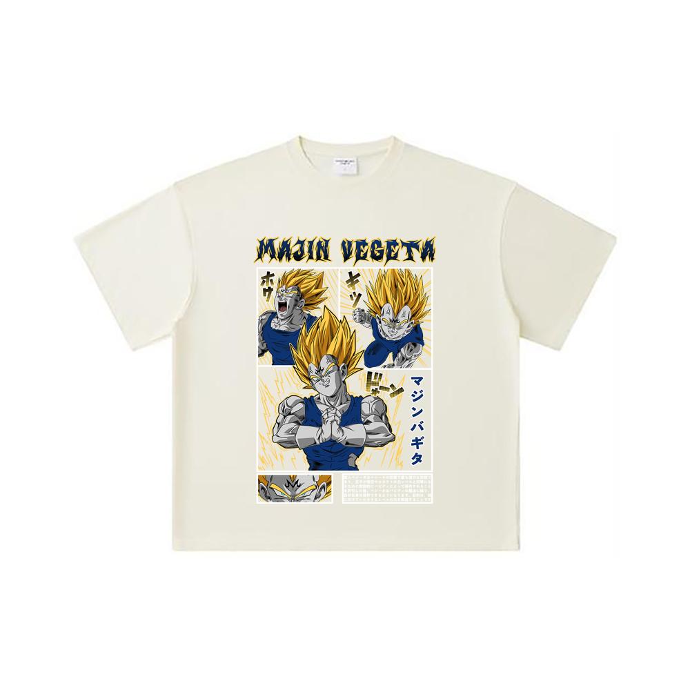 

260 GSM Double Yarn 32 Count 100% Cotton Dragon Ball V45 Majin Vegeta Print Unisex Heavy Cotton T Shirt S