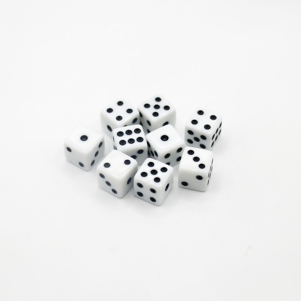 5Pcs/10Pcs 14mm/10mm 6 Sided Drinking Dice Acrylic White Dices Point Dice Set Round Corner Game Accessory Digital Dices