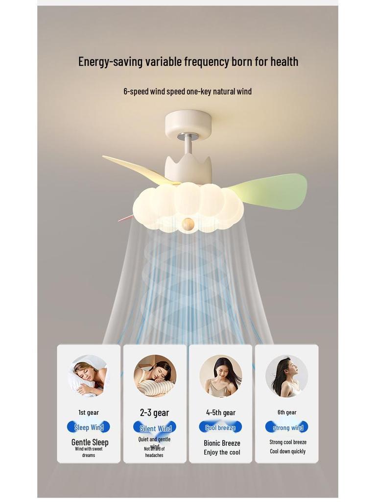 Silent LED Ceiling Fan Light for Children's Room and Study